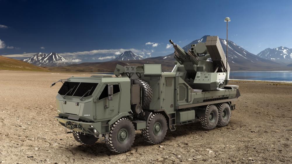 Armored Air Defense Truck on Rugged Terrain wallpaper