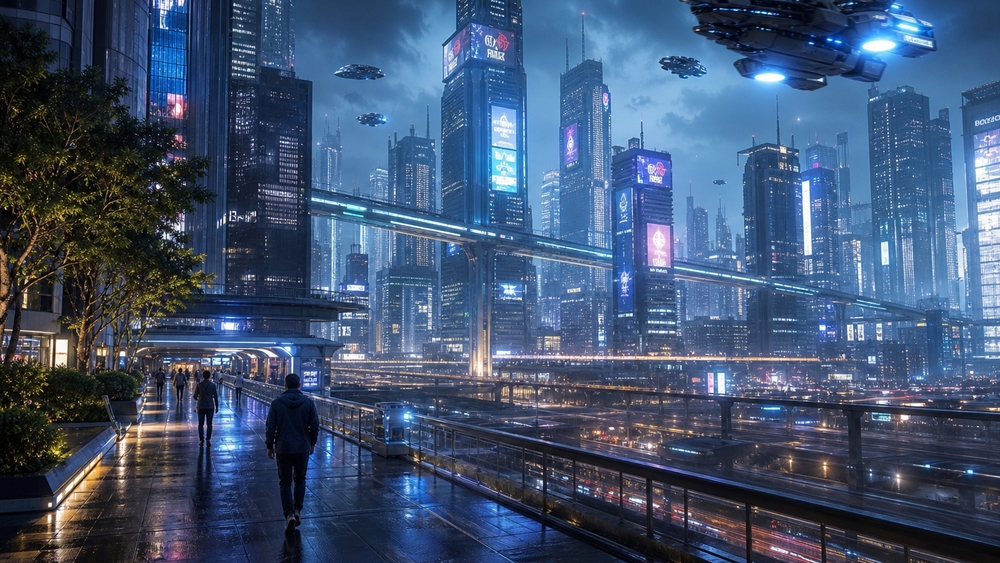Neon Skyline Over Future Metropolis wallpaper