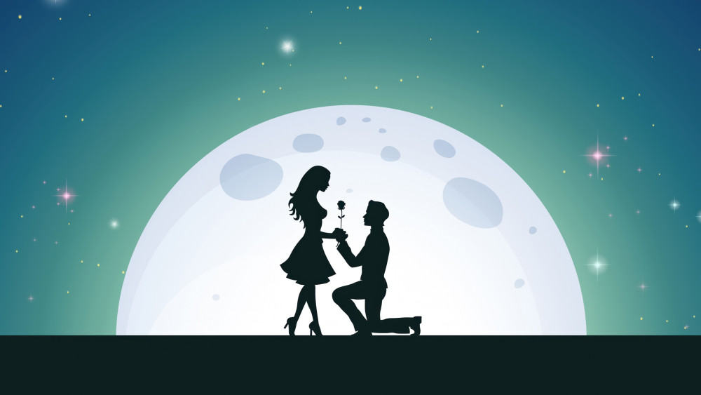 Moonlit Proposal Silhouette wallpaper
