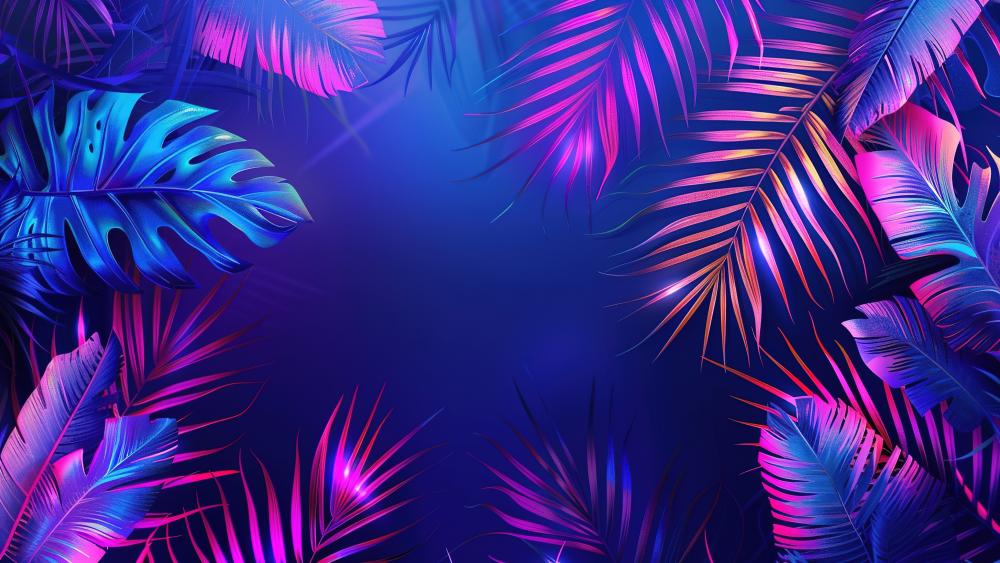 Neon Tropical Bloom wallpaper