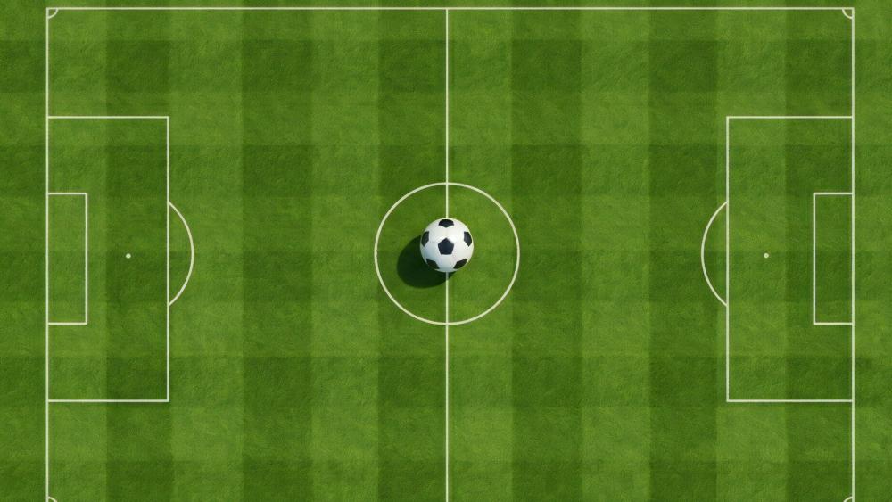 Aerial Soccer Pitch Centerpiece wallpaper