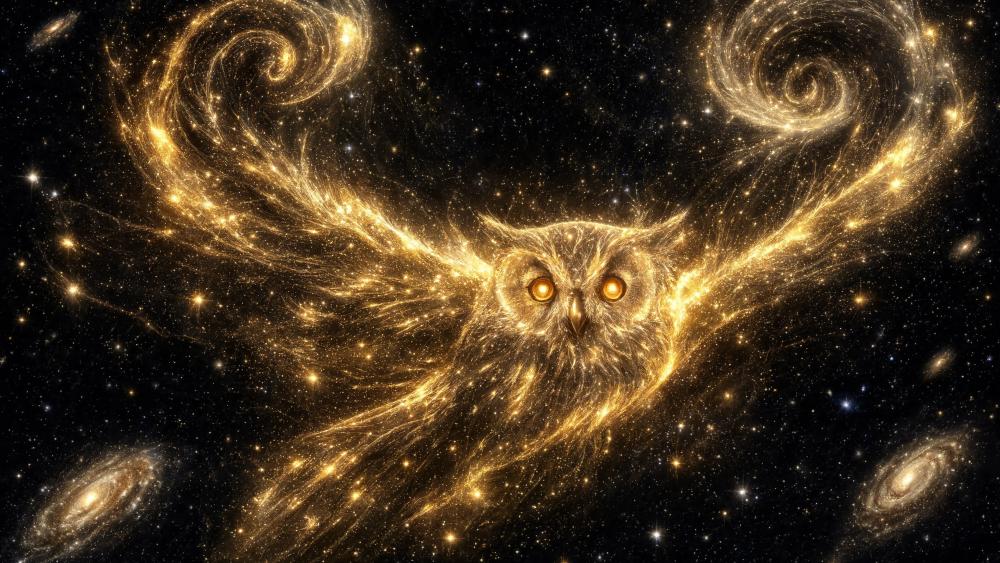 Celestial Stardust Owl wallpaper