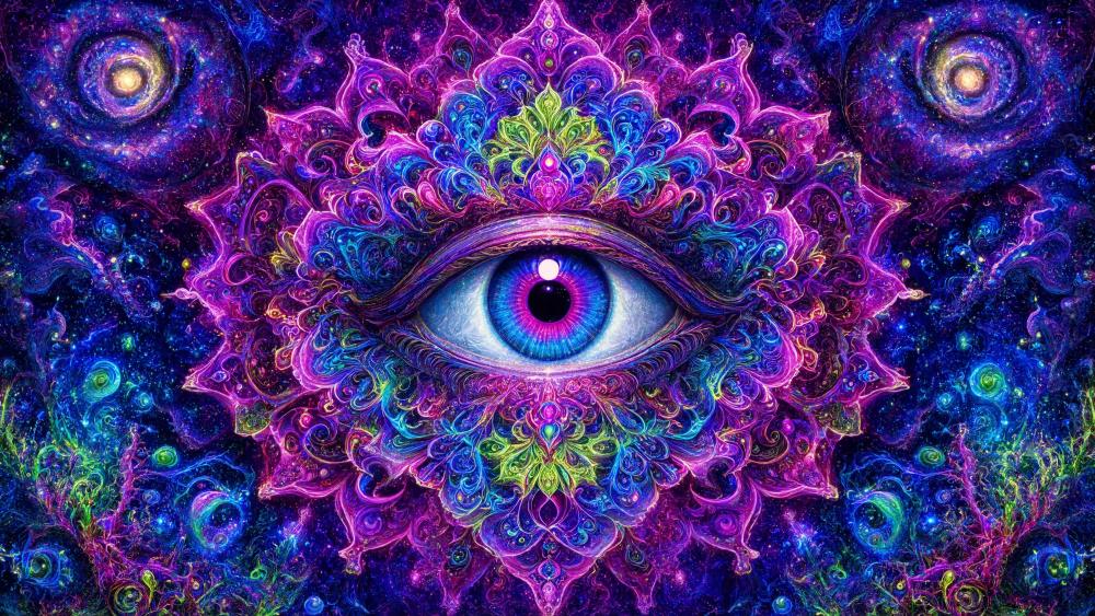 Cosmic Psychedelic Mandala Eye wallpaper