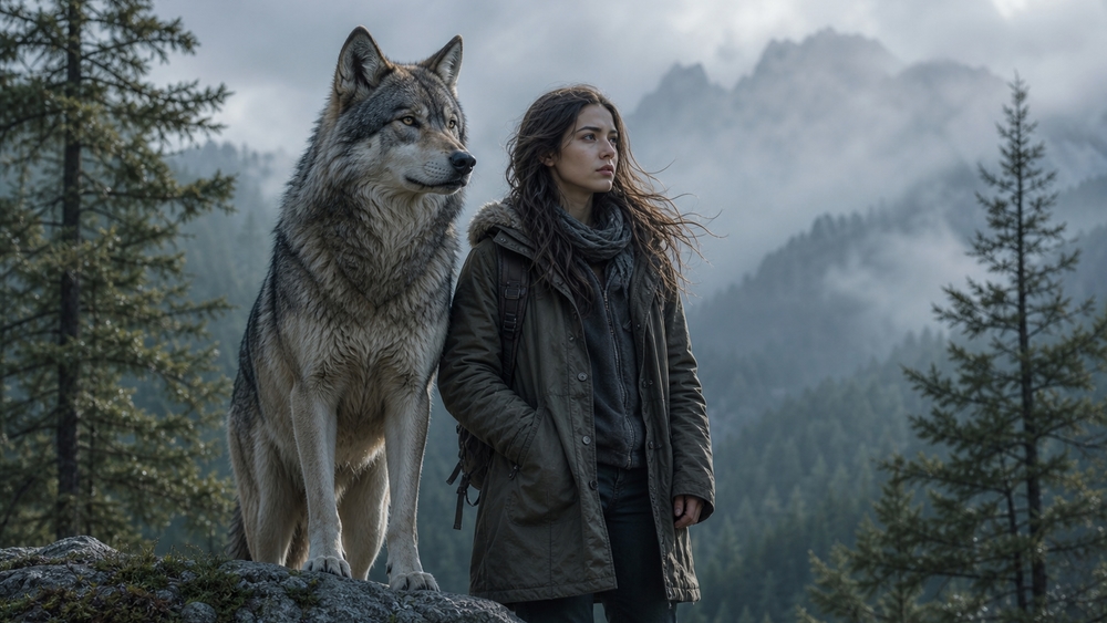 Wolf Guardian of the Misty Peaks wallpaper