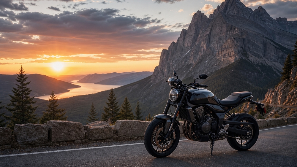 Sunset Ride Above the Mountain Lake wallpaper