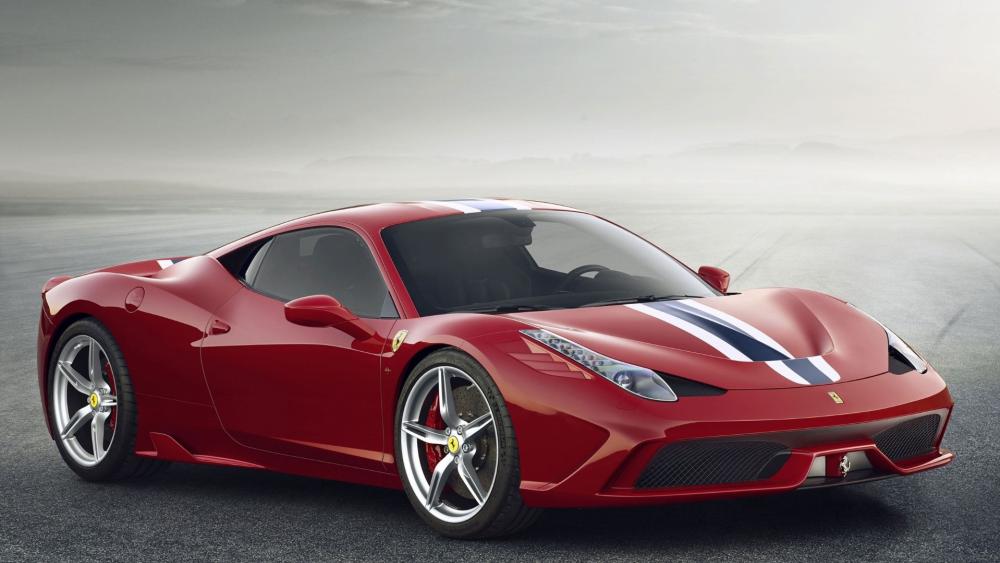 Red Ferrari 458 Speciale on Open Road wallpaper