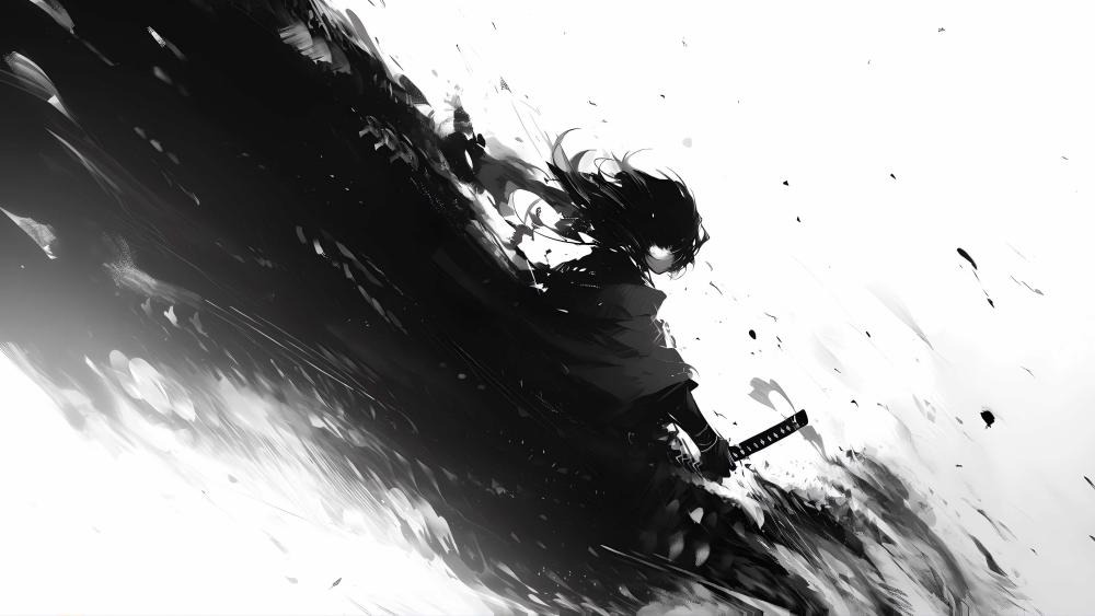 Shadow Ronin in Monochrome Chaos wallpaper