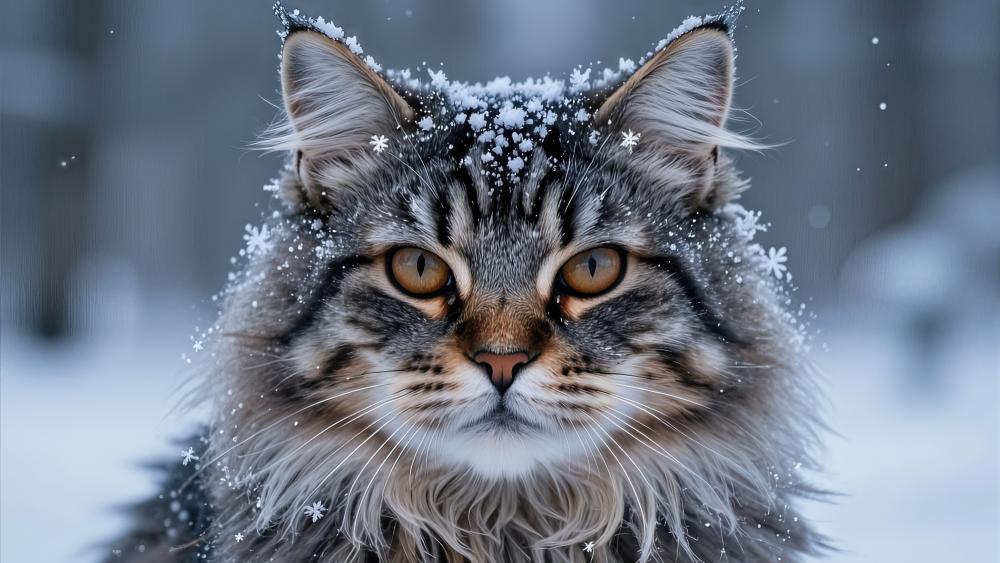 Snowy Tabby Majesty wallpaper