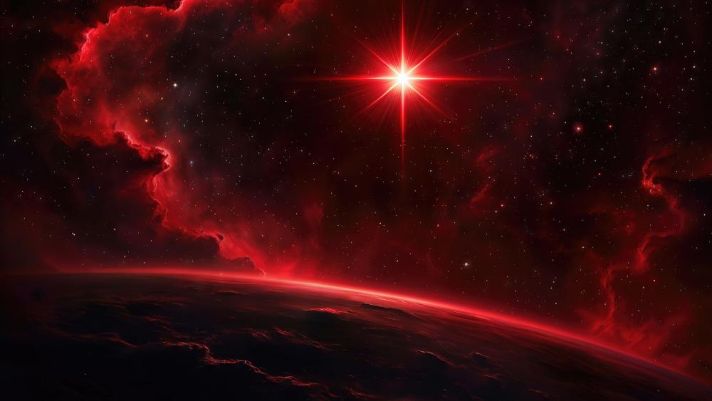 Crimson Star Over Silent Horizon wallpaper