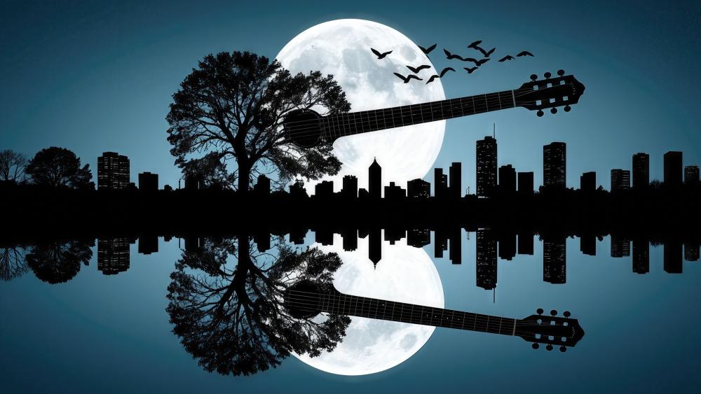 Moonlit Harmony Reflected wallpaper
