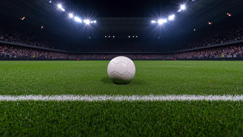 Night Stadium Soccer Ball Spotlight wallpaper