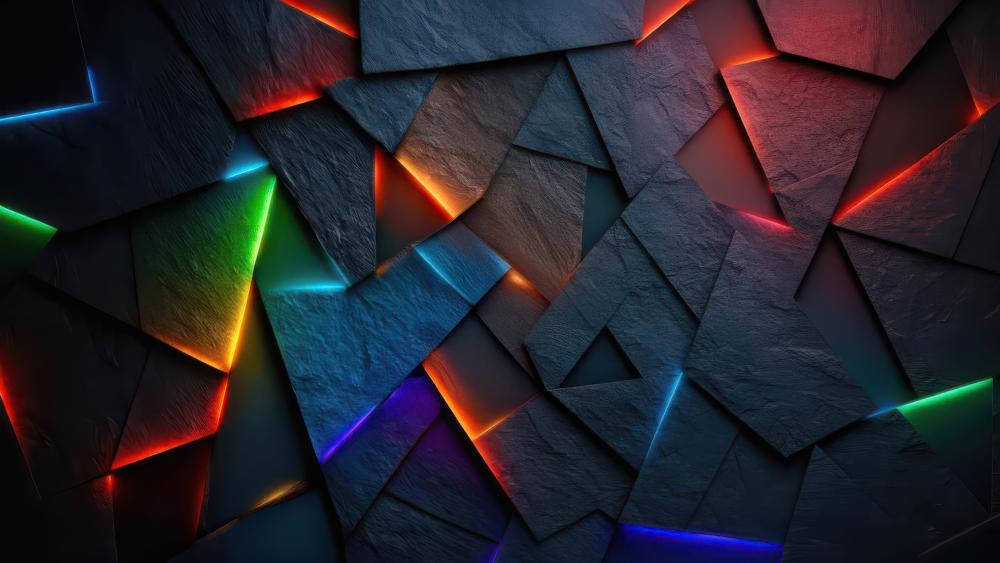 Neon Prism Geometric Shadowscape wallpaper