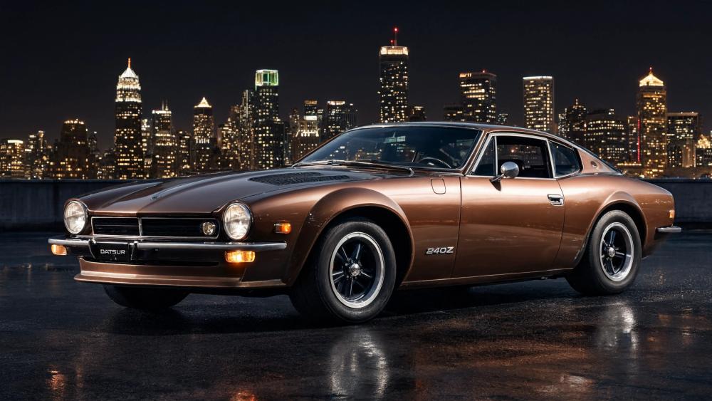 Classic Datsun 240Z Night City Glow wallpaper