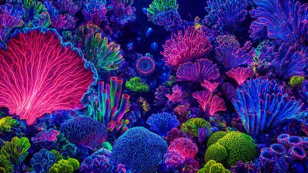 Neon Coral Dreamscape wallpaper