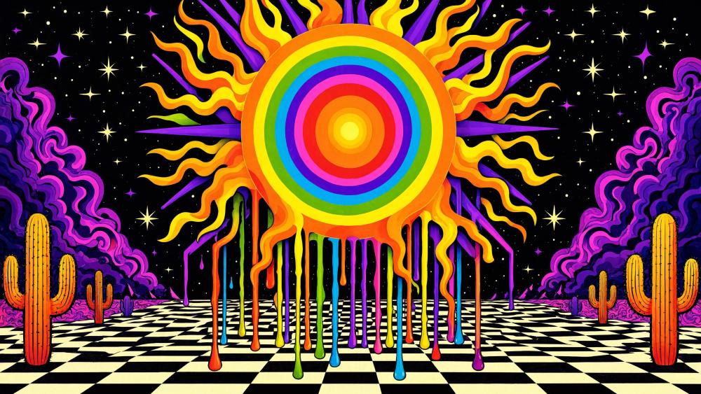 Psychedelic Neon Sunscape wallpaper