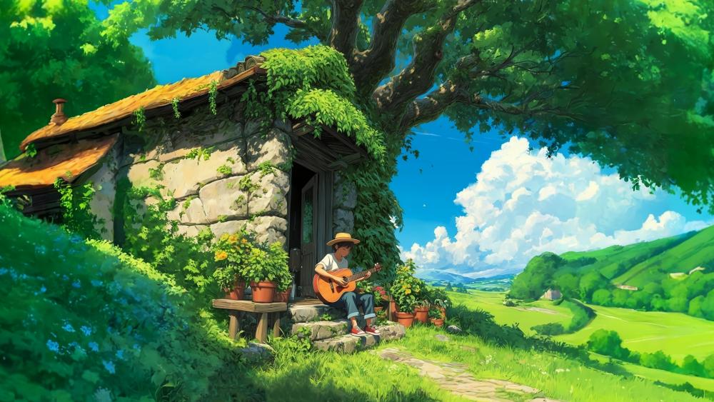 Sunlit Cottage Melody wallpaper