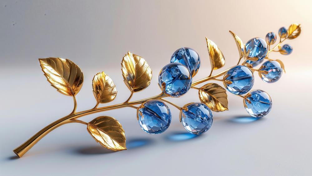 Golden Crystal Branch Elegance wallpaper