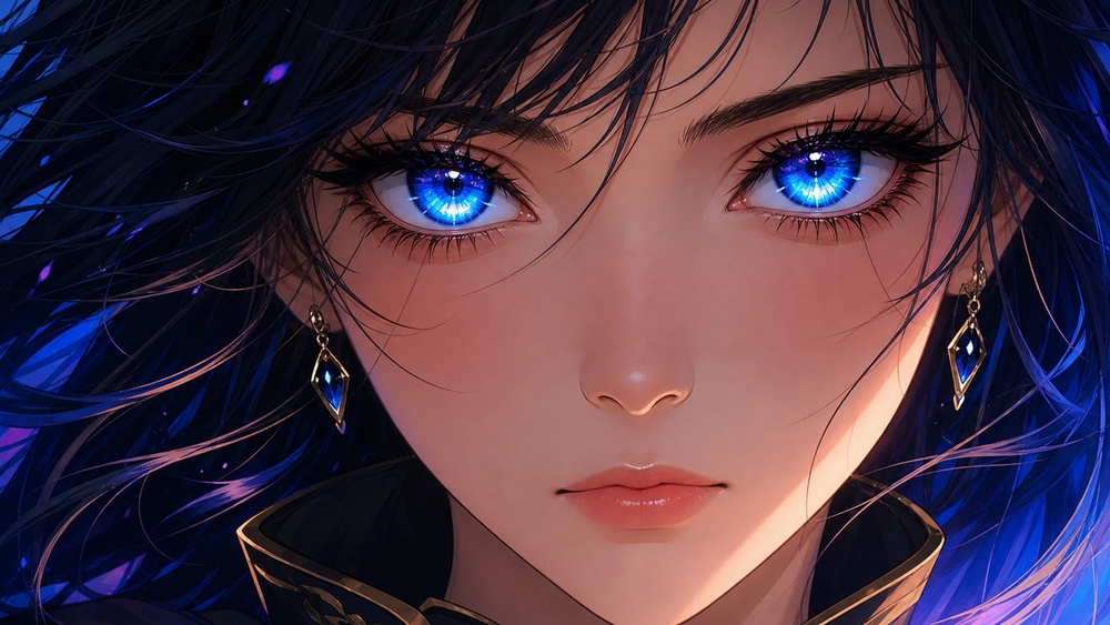 Electric Gaze Anime Portrait wallpaper