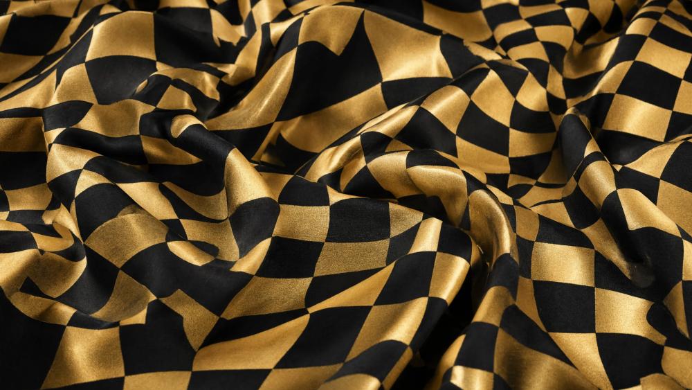 Golden Silk Waves on Black wallpaper