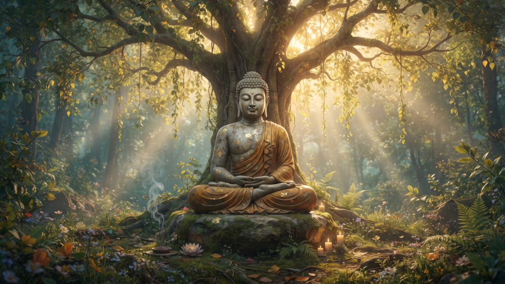 Enchanted Forest Buddha Sanctuary wallpaper