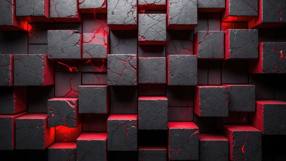 Cracked Red Cubes in Dark Dimension wallpaper