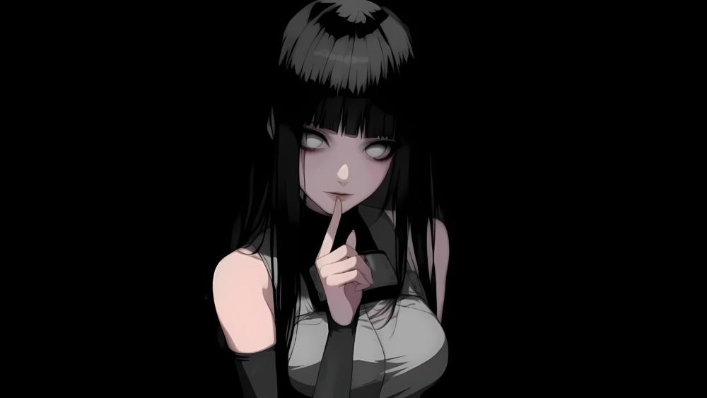 Silent Gothic Anime Girl in the Dark wallpaper