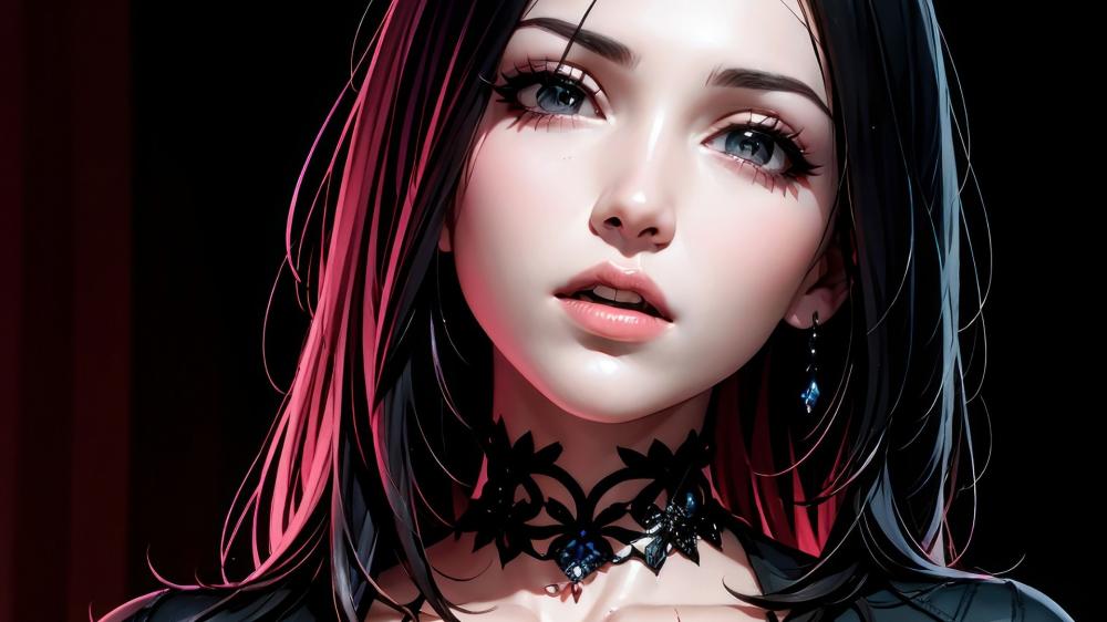 Gothic Neon Anime Portrait wallpaper