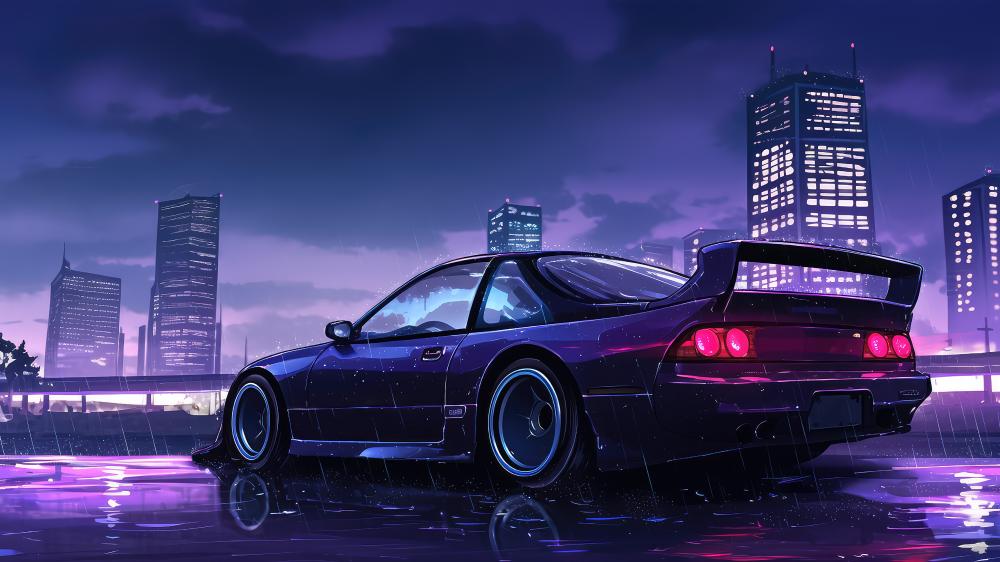 Neon Midnight JDM Skyline wallpaper
