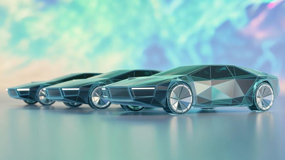 Futuristic Polygon Car Trio wallpaper