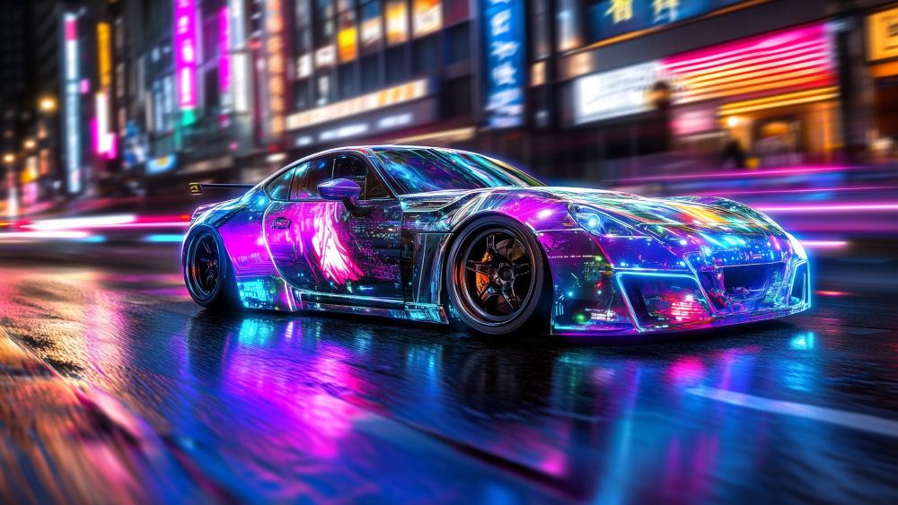 Neon Rush Futuristic Car Racing wallpaper