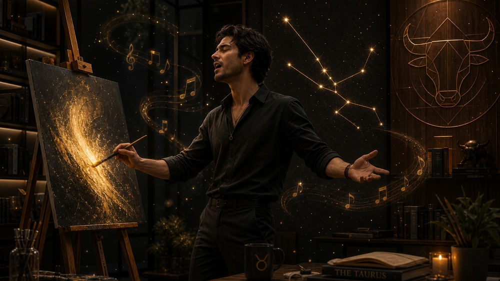 Cosmic Taurus Artist in a Magical Studio wallpaper