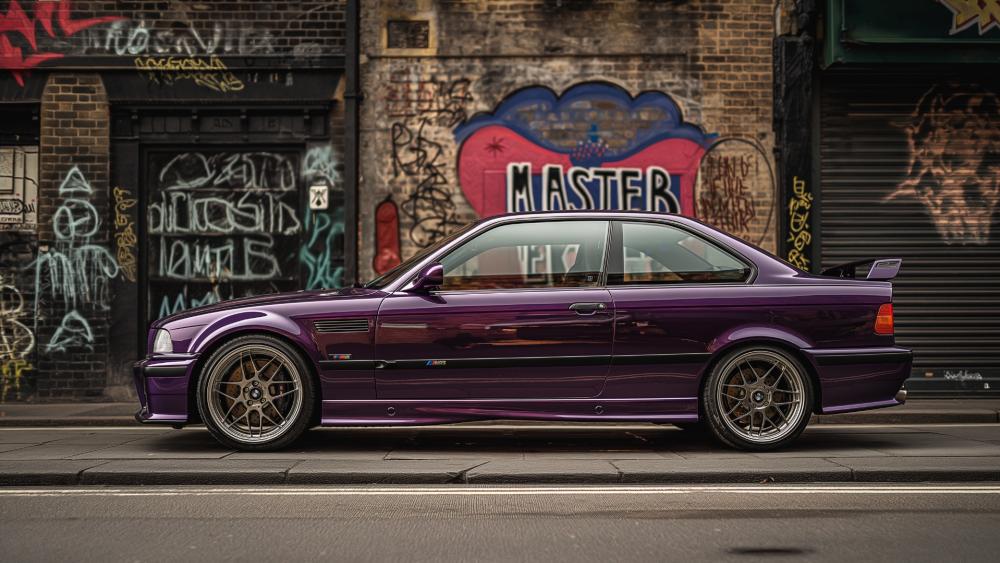 Purple BMW M3 Street Art wallpaper
