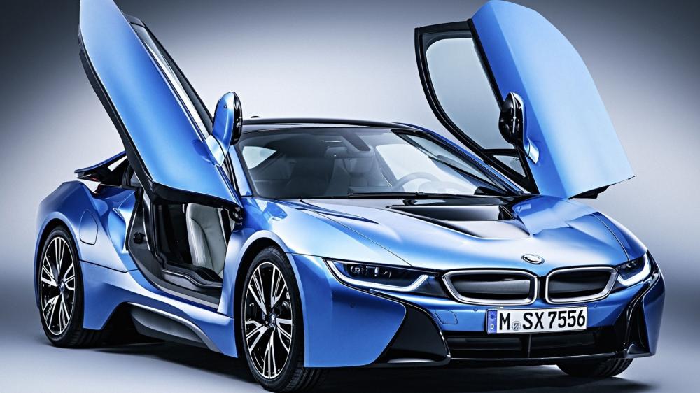 Futuristic Blue BMW i8 Showcase wallpaper