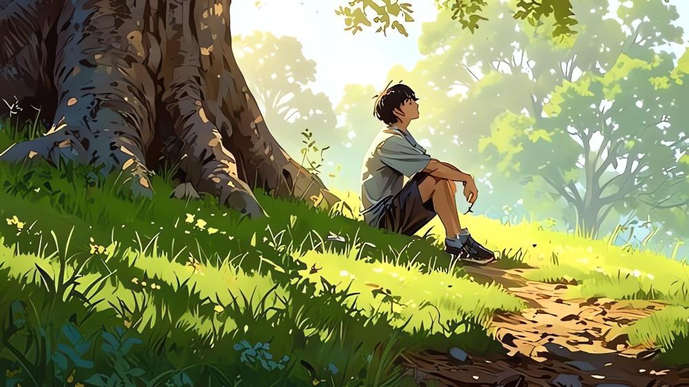Sunlit Quiet Under the Lonely Tree wallpaper