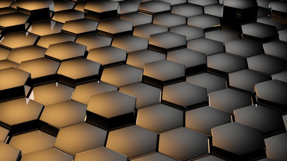 Golden Hexagonal Depth wallpaper