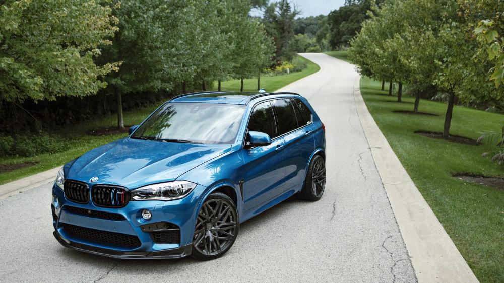 Blue BMW X5 on Scenic Drive wallpaper