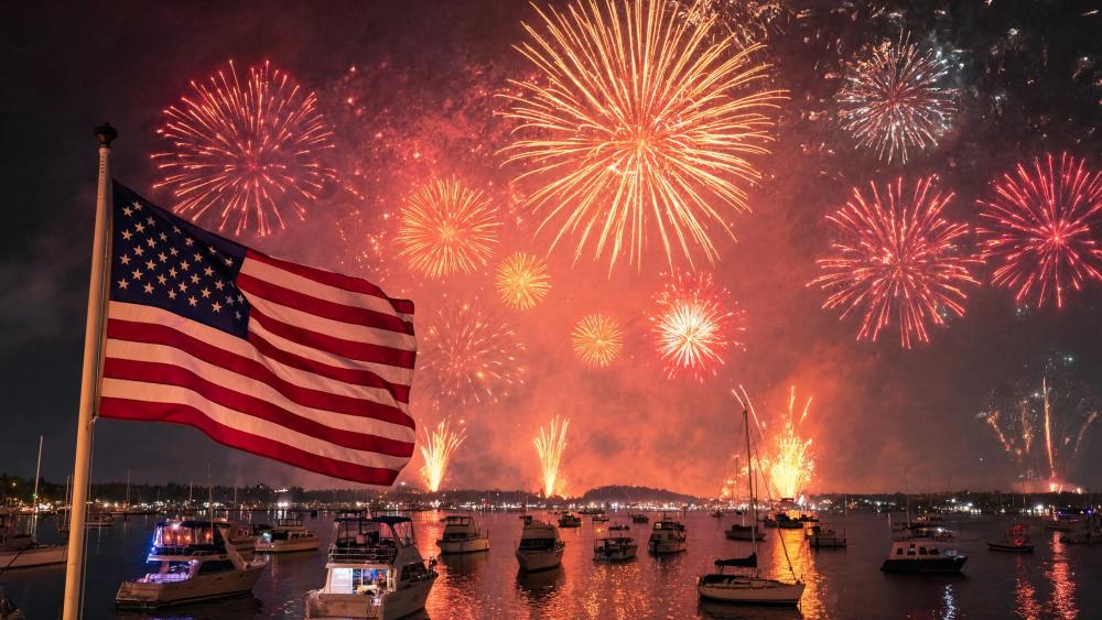 Harbor Fireworks wallpaper