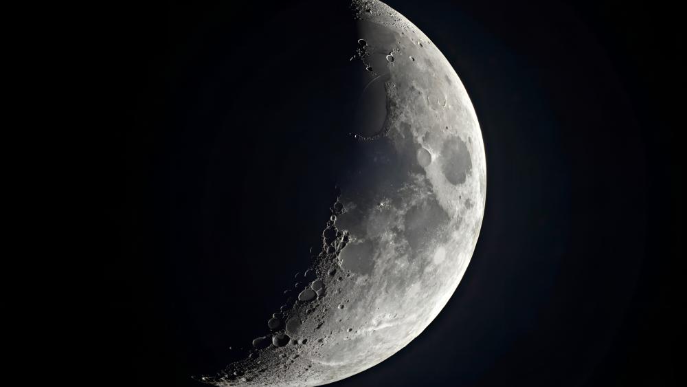 Luminous Crescent Moon in Deep Space wallpaper