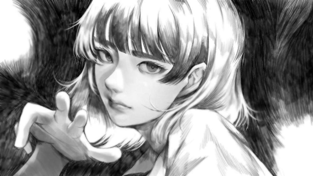 Monochrome Anime Girl Reach wallpaper