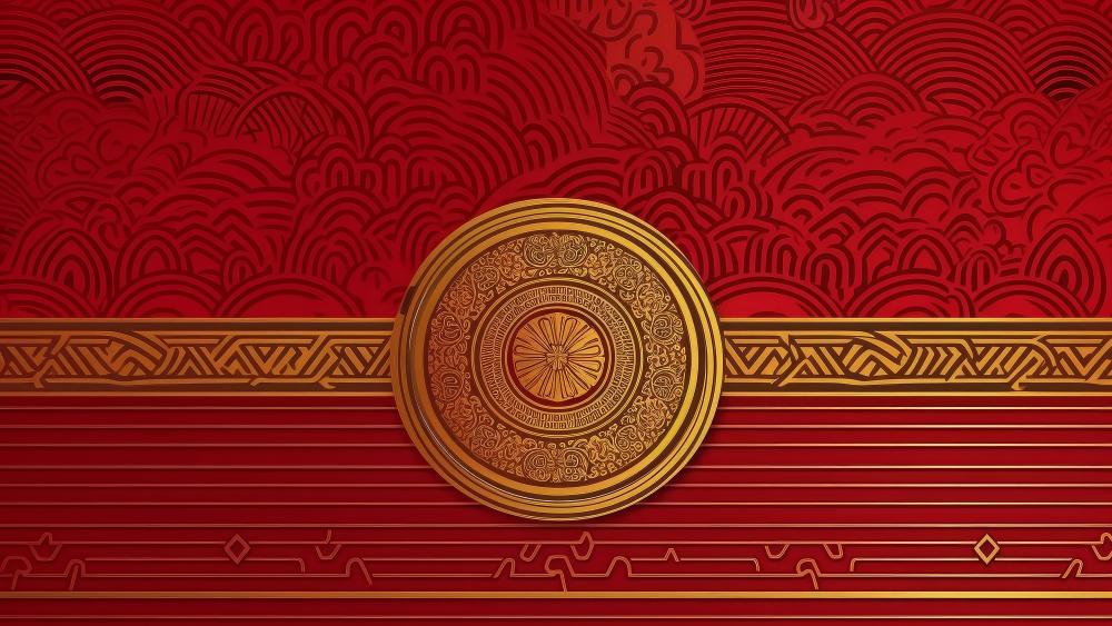 Golden Asian Ornamental Harmony wallpaper