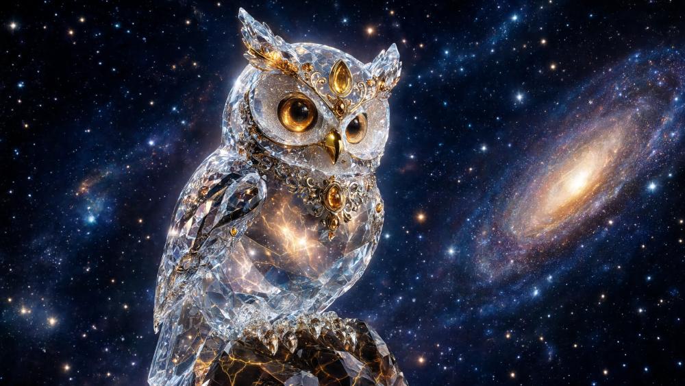 Cosmic Crystal Owl wallpaper