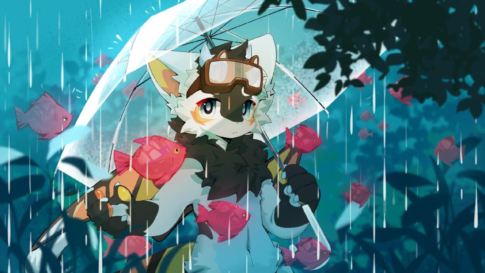 Rainy Kawaii Kemono Journey wallpaper