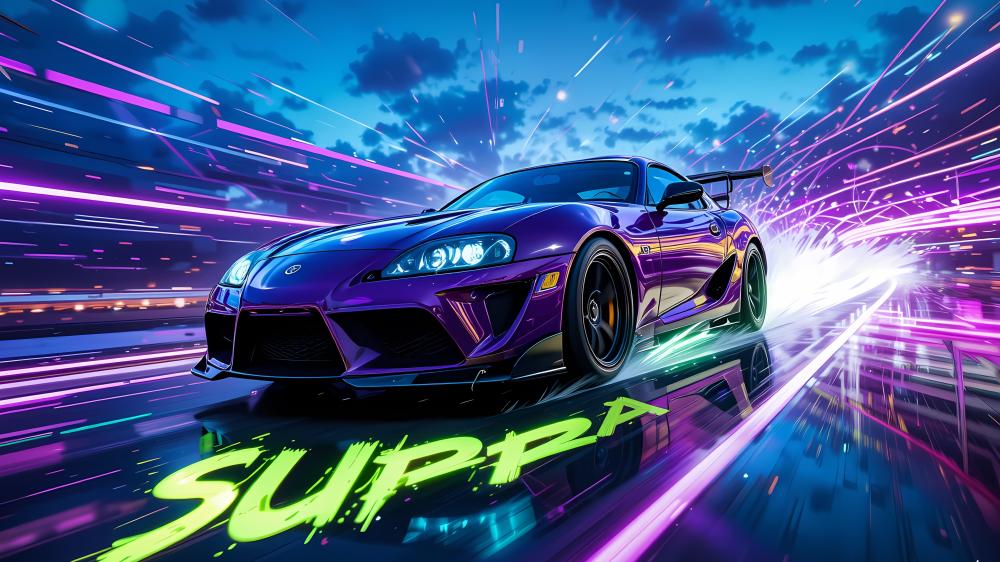 Neon Purple Toyota Supra Speed Surge wallpaper