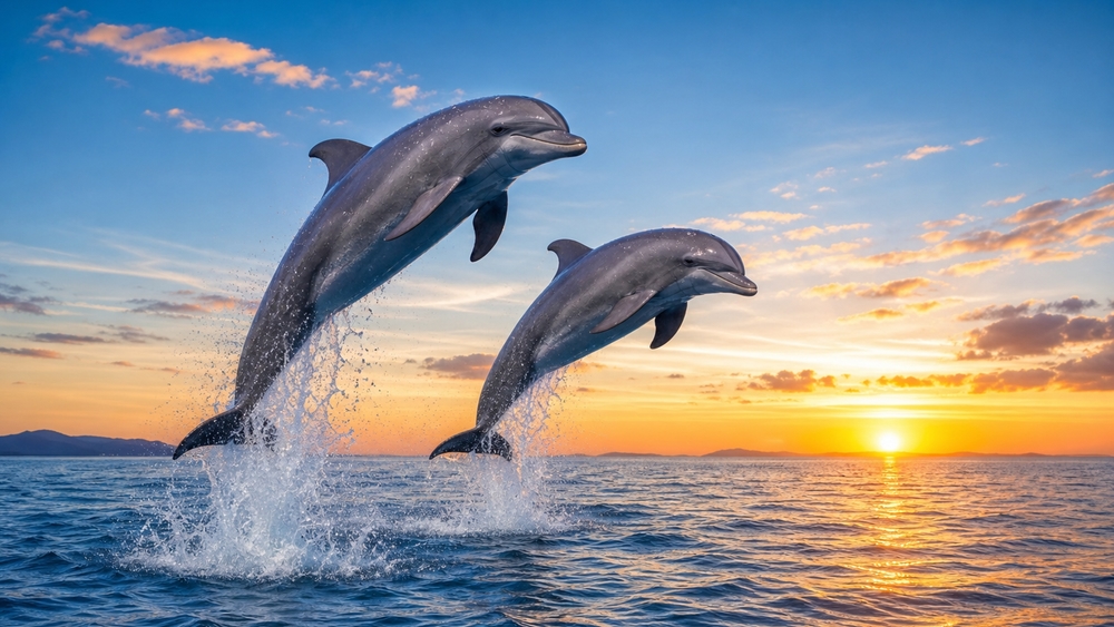 Sunset Dolphin Leap wallpaper
