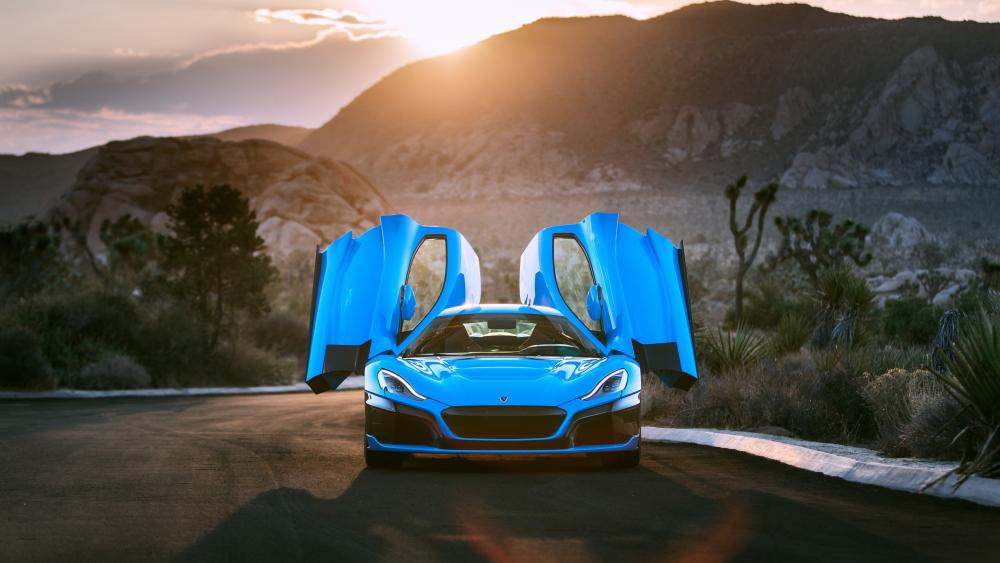 Electric Dream Supercar at Sunset wallpaper