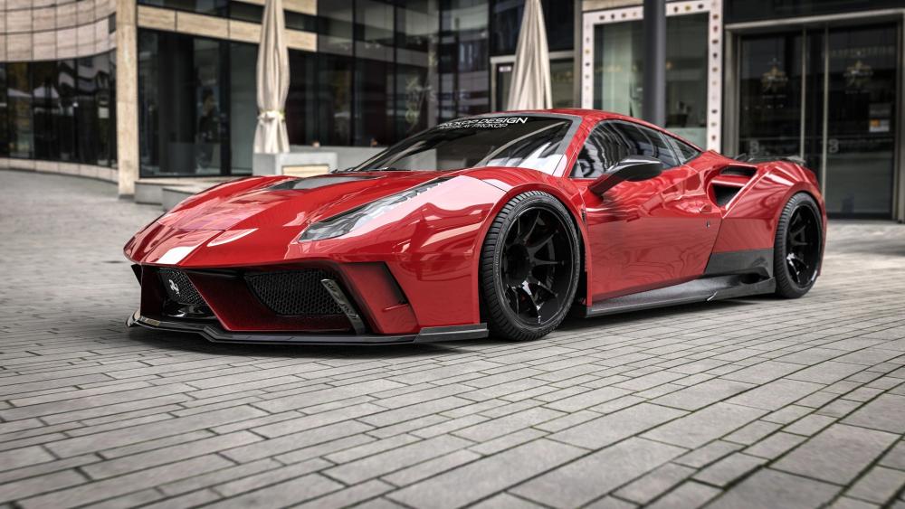 Red Ferrari 488 Street Beast wallpaper