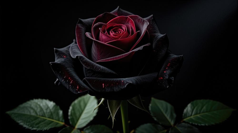 Midnight Black Rose Elegance wallpaper