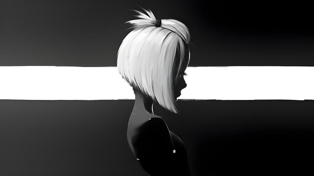 Silent Monochrome Anime Portrait wallpaper