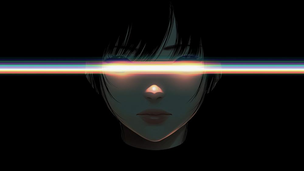 Neon Gaze of the Silent Cyberpunk Girl wallpaper