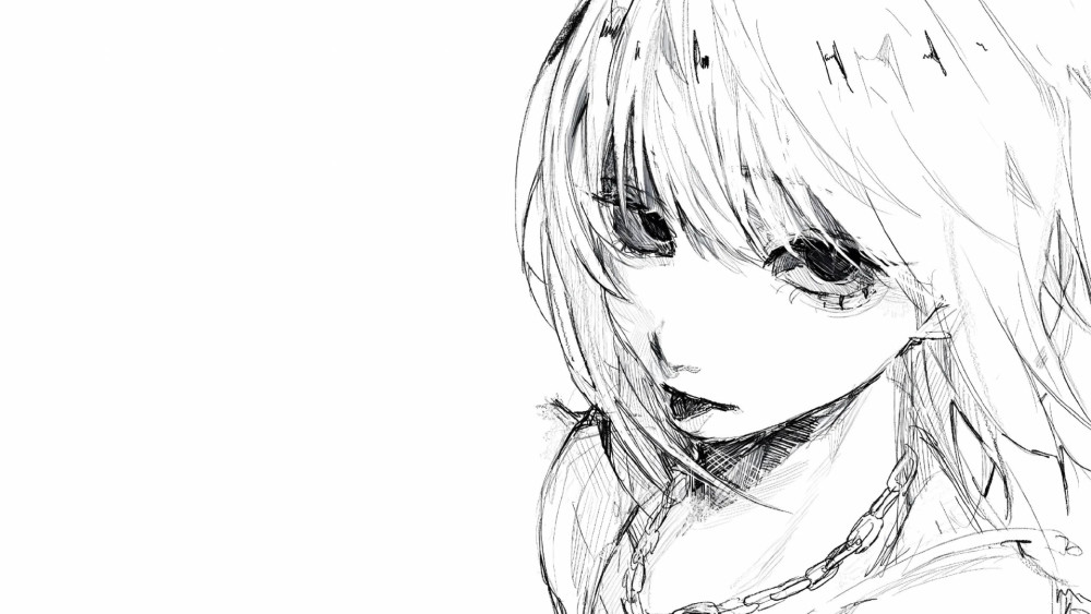 Monochrome Anime Sketch Girl wallpaper